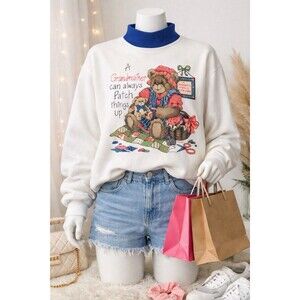 Vintage N’ext Sportswear Grandma Bear Sweatshirt USA Teddy Graphic Size L